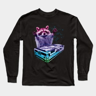 DJ Raccoon Trash Panda Rainbow DJ Long Sleeve T-Shirt